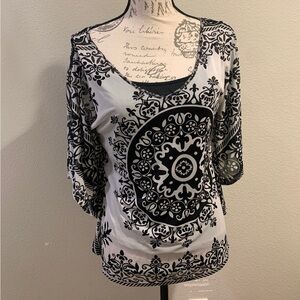 Robert Louis Black and White Patterned Blouse